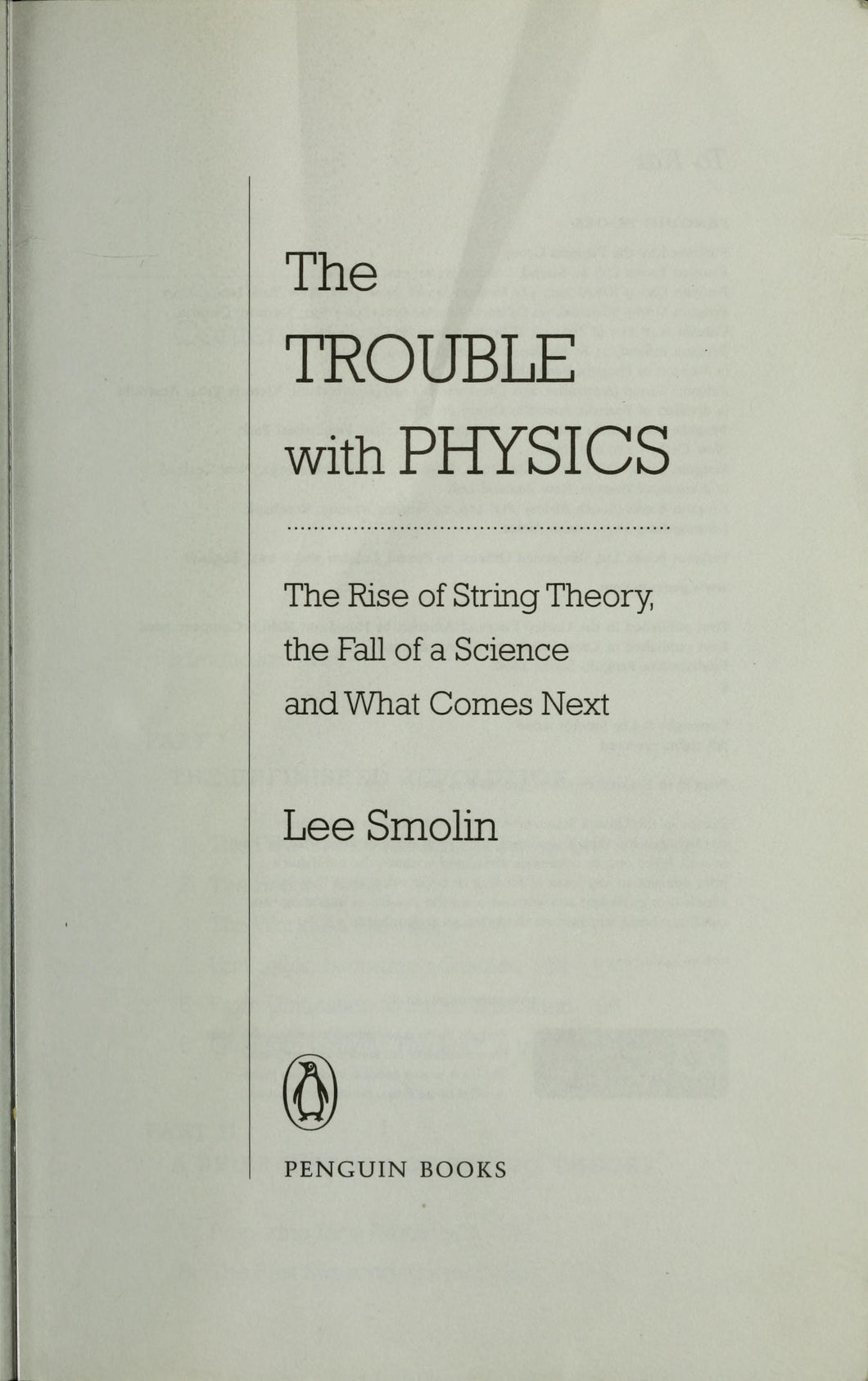 The Trouble With Physics