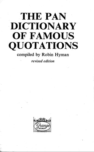 The Pan Dictionary Of Famous Quotations