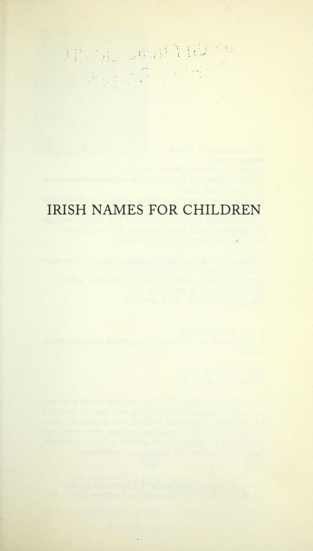 Irish Names For Children